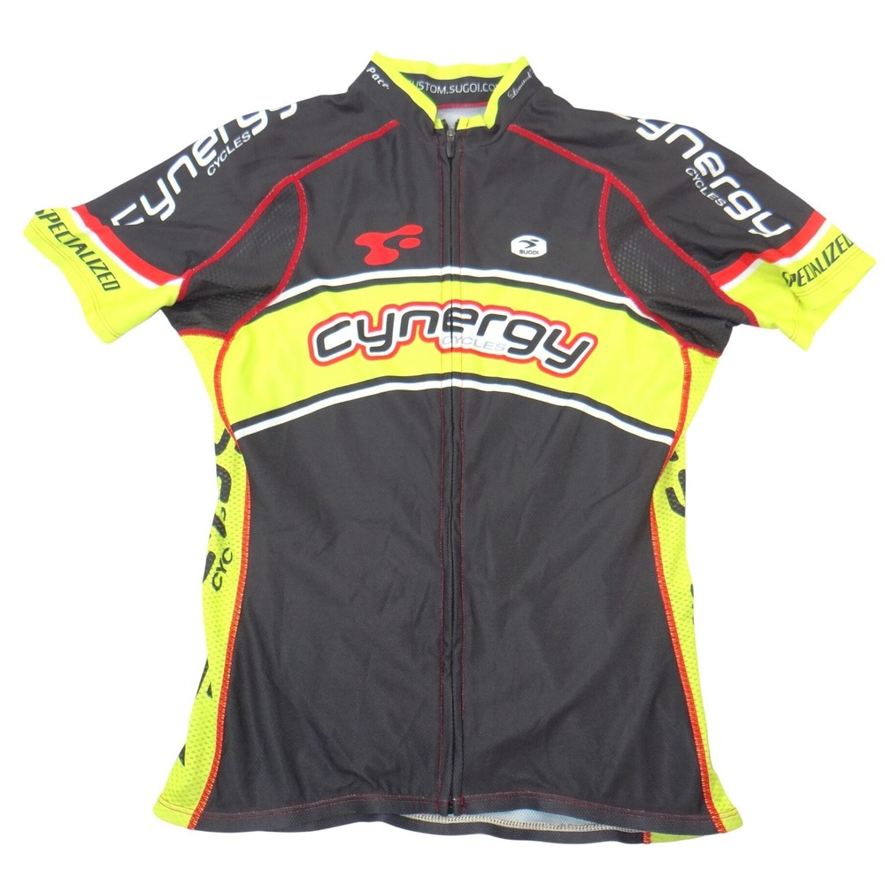 Sugoi Cynergy Cycles Mens Cycling Jersey Black Neon‎ Yellow Full Zip Medium